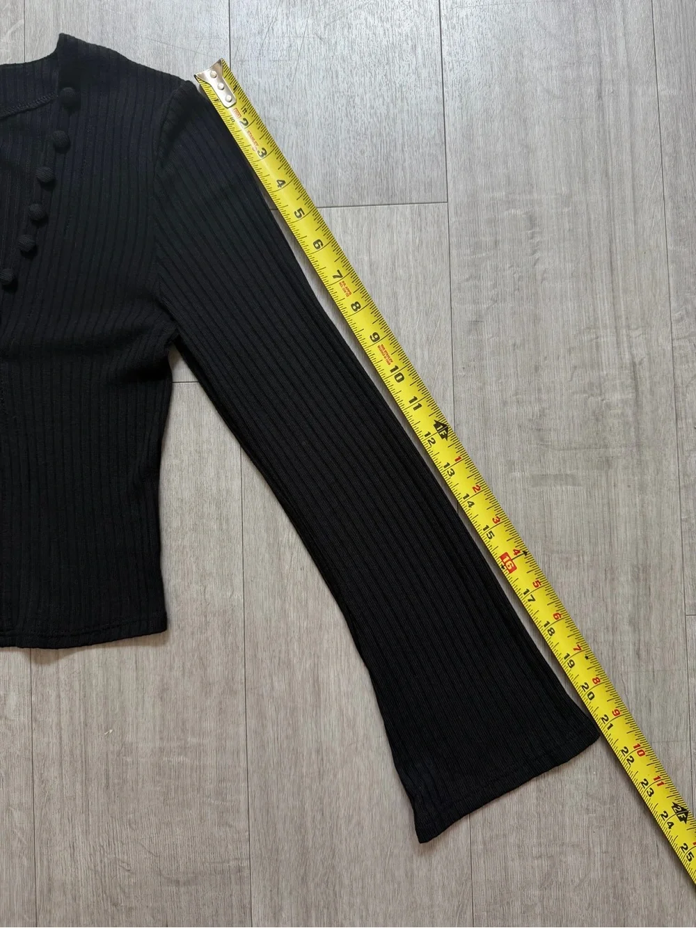 Reformation Kalina Knit Top Black V-Neck Button Front Ribbed Cardigan Size S